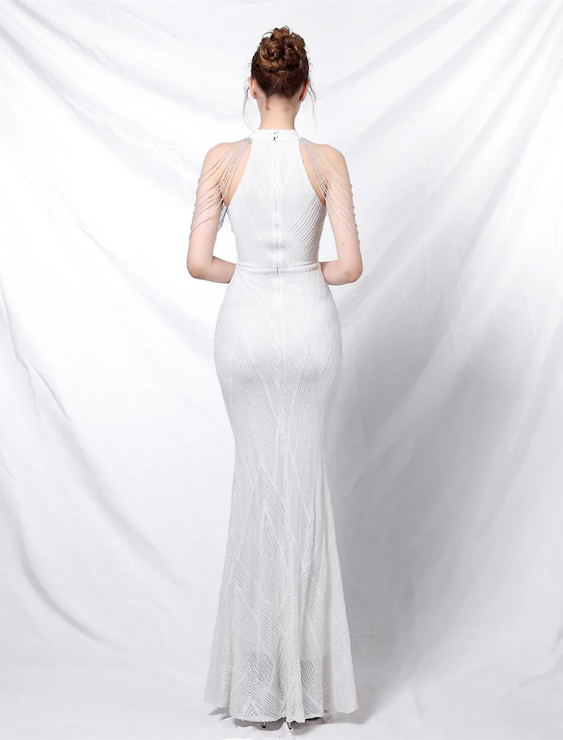 Mermaid / Trumpet Prom Dresses Sparkle & Shine Dress Formal Floor Length Sleeveless Halter Sequined with Sequin - TREBLEV