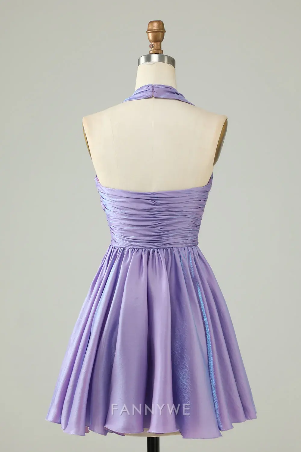 FannyWe Elegant Purple Halter Open Back Sleeveless A Line Homecoming Dress hot sale - TREBLEV