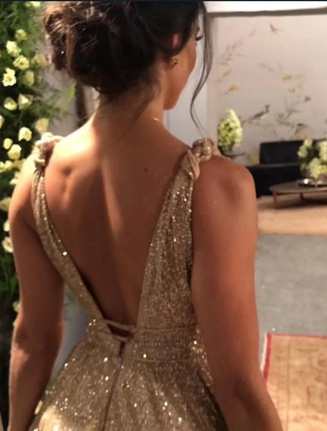 A-Line Prom Dresses Glittering Dress Evening Party Sweep / Brush Train Sleeveless Spaghetti Strap Stretch Satin Backless with Rhinestone - TREBLEV