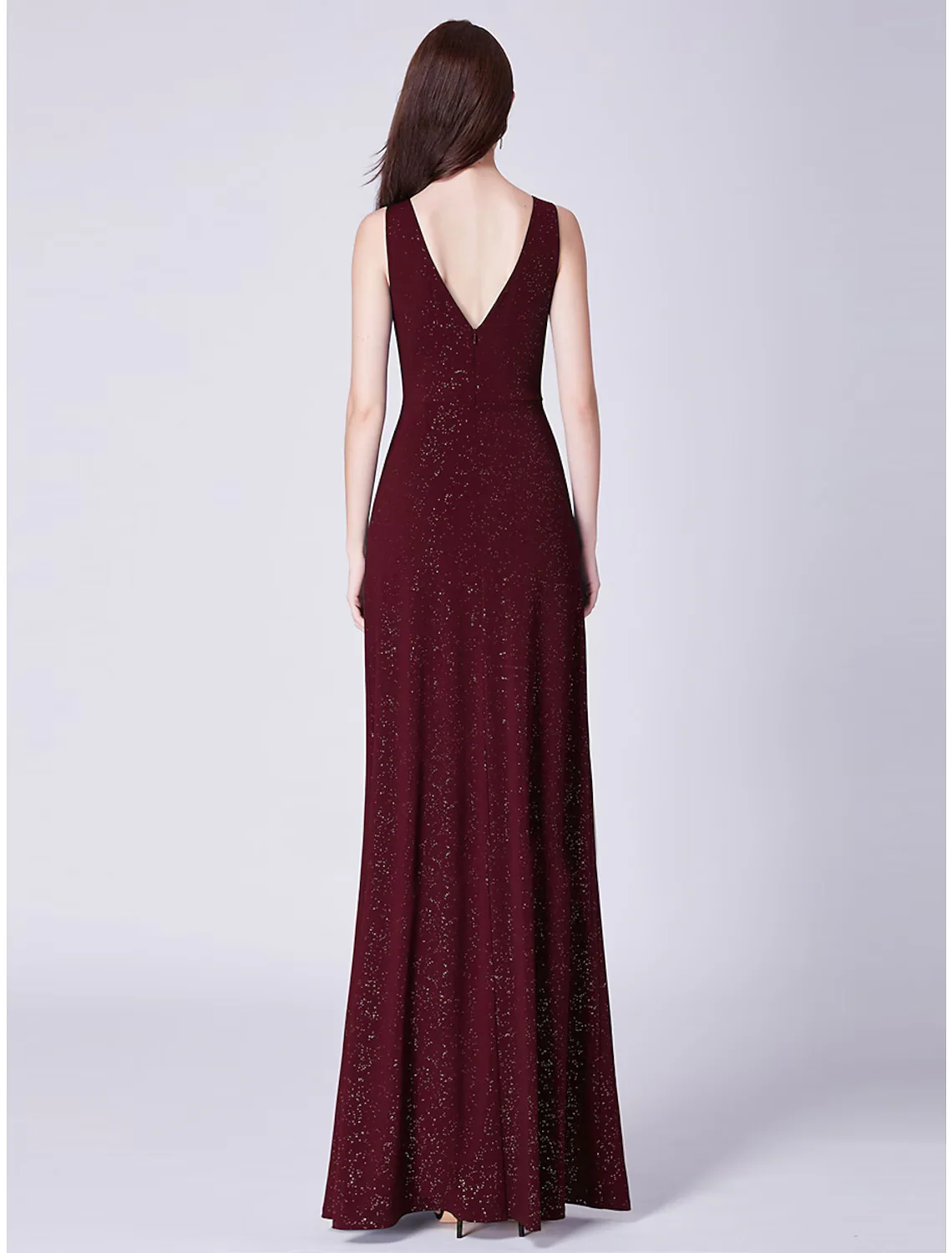 A-Line Elegant Formal Evening Dress V Neck Sleeveless Floor Length Cotton Blend with Draping - TREBLEV