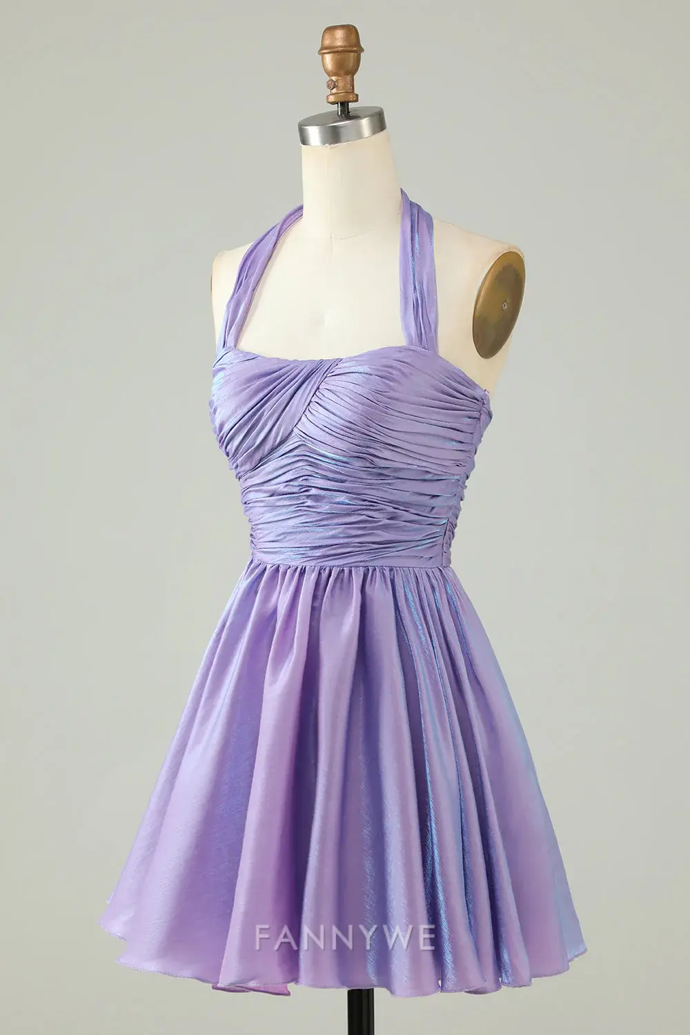 FannyWe Elegant Purple Halter Open Back Sleeveless A Line Homecoming Dress hot sale - TREBLEV
