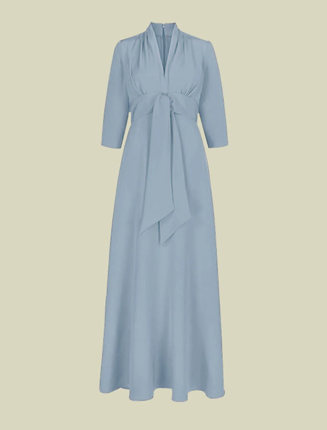 A-Line Mother of the Bride Dress Elegant V Neck Floor Length Charmeuse Sleeve with Ruching - TREBLEV