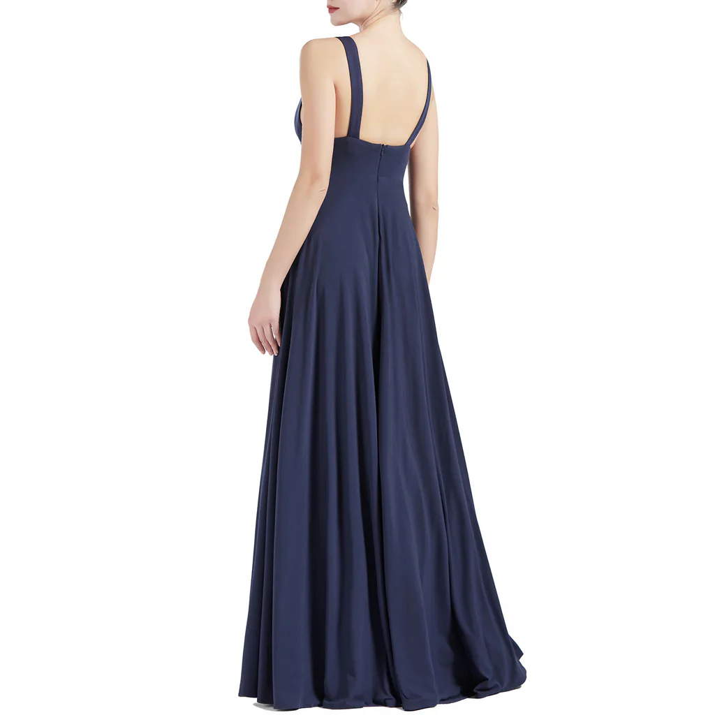 V Neck Stretchy Wedding Party Bridesmaid Dresses Prom Dresses - TREBLEV