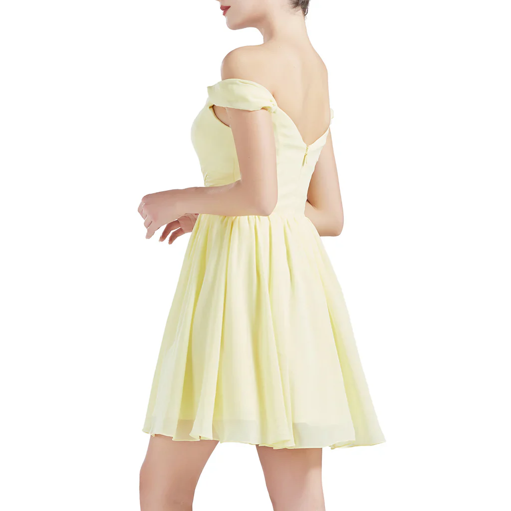 Off Shoulder Short Chiffon Wedding Party Bridesmaid dresses - TREBLEV