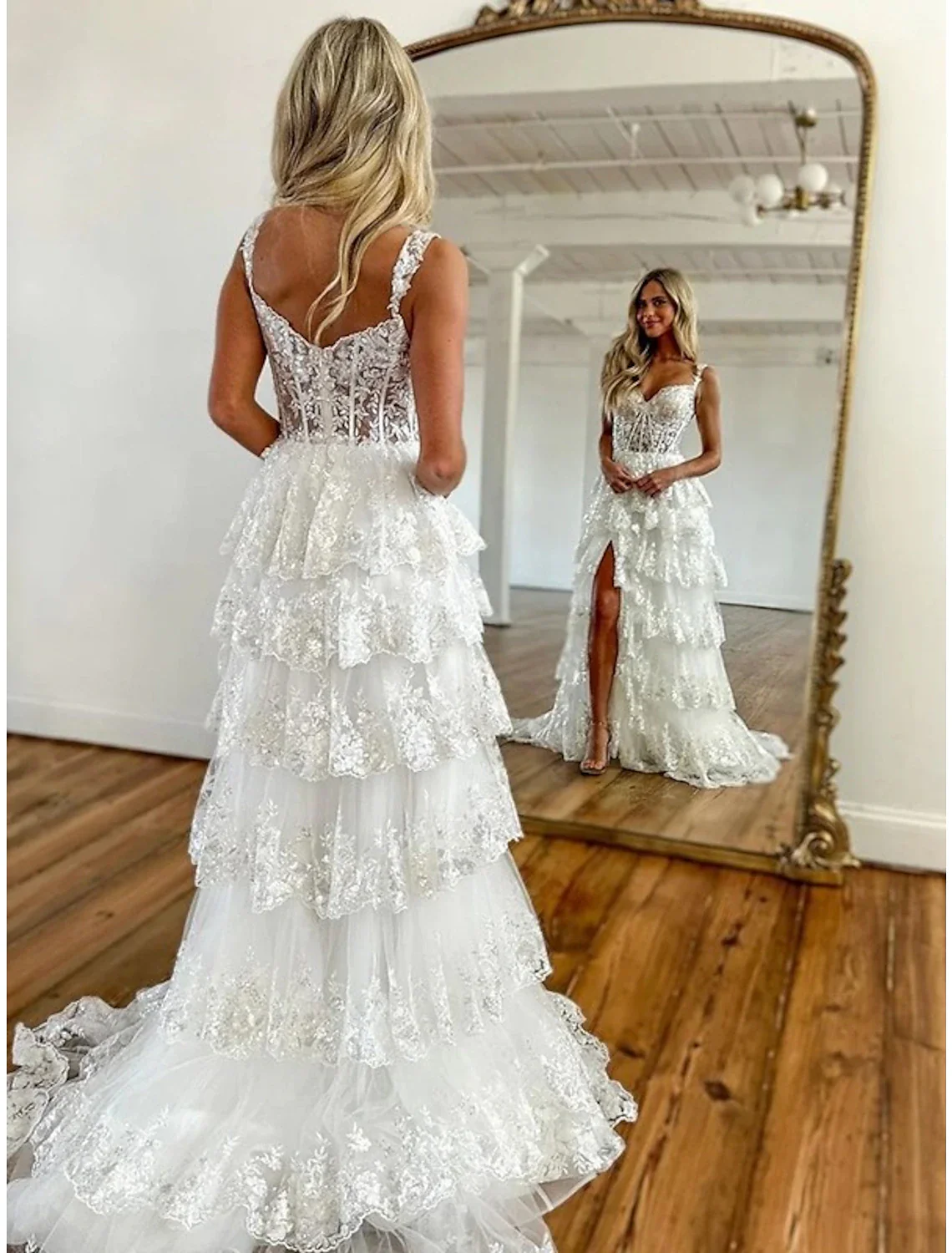 Mermaid / Trumpet Prom Dresses Corsets Dress Evening Party Court Train Sleeveless Off Shoulder Tulle with Sequin Slit - TREBLEV