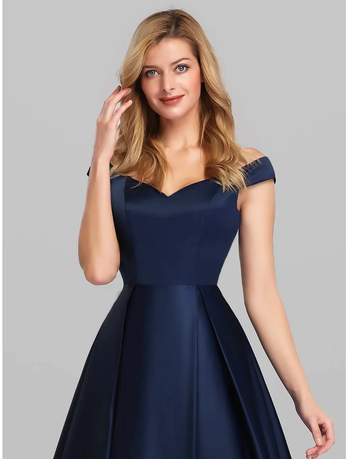 A-Line Evening Gown Elegant Luxurious Dress Wedding Guest Floor Length Sleeveless Plunging Charmeuse with Ruched - TREBLEV