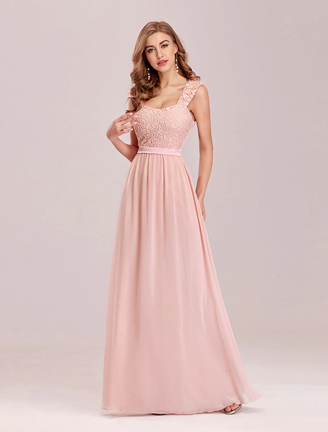 A-Line Elegant Formal Evening Dress Backless Sleeveless Floor Length Chiffon with Pleats - TREBLEV