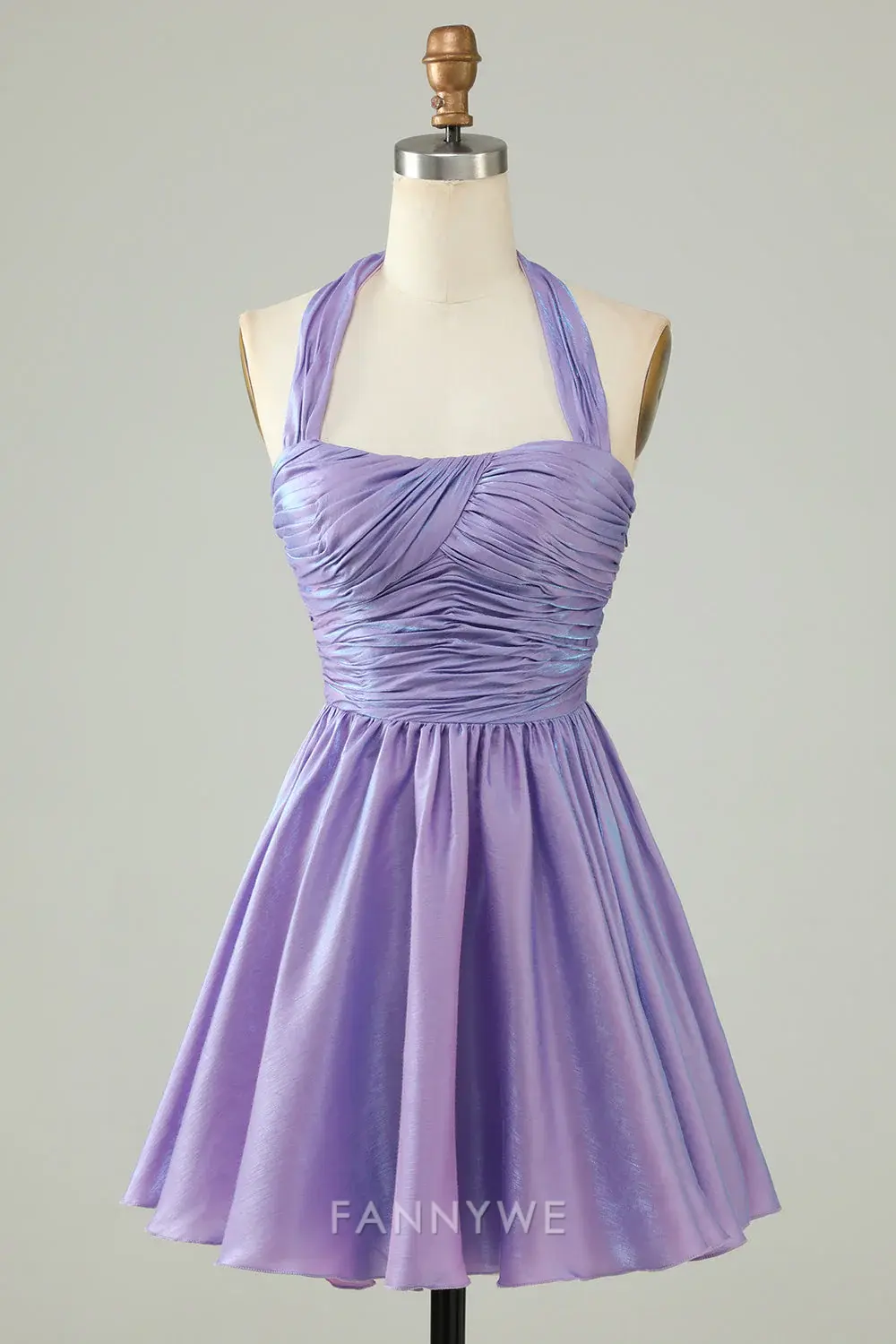 FannyWe Elegant Purple Halter Open Back Sleeveless A Line Homecoming Dress hot sale - TREBLEV