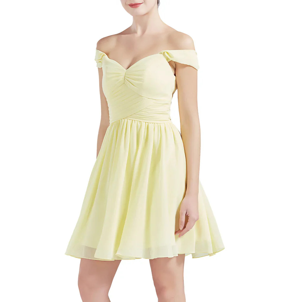 Off Shoulder Short Chiffon Wedding Party Bridesmaid dresses - TREBLEV