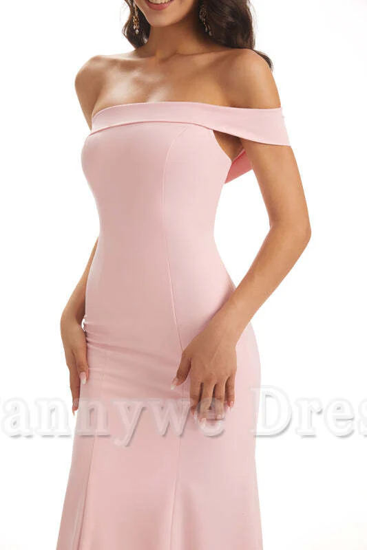 Mermaid One Shoulder Floor-Length Satin Sexy formal dresses evening gown Bridesmaid Dresses - TREBLEV