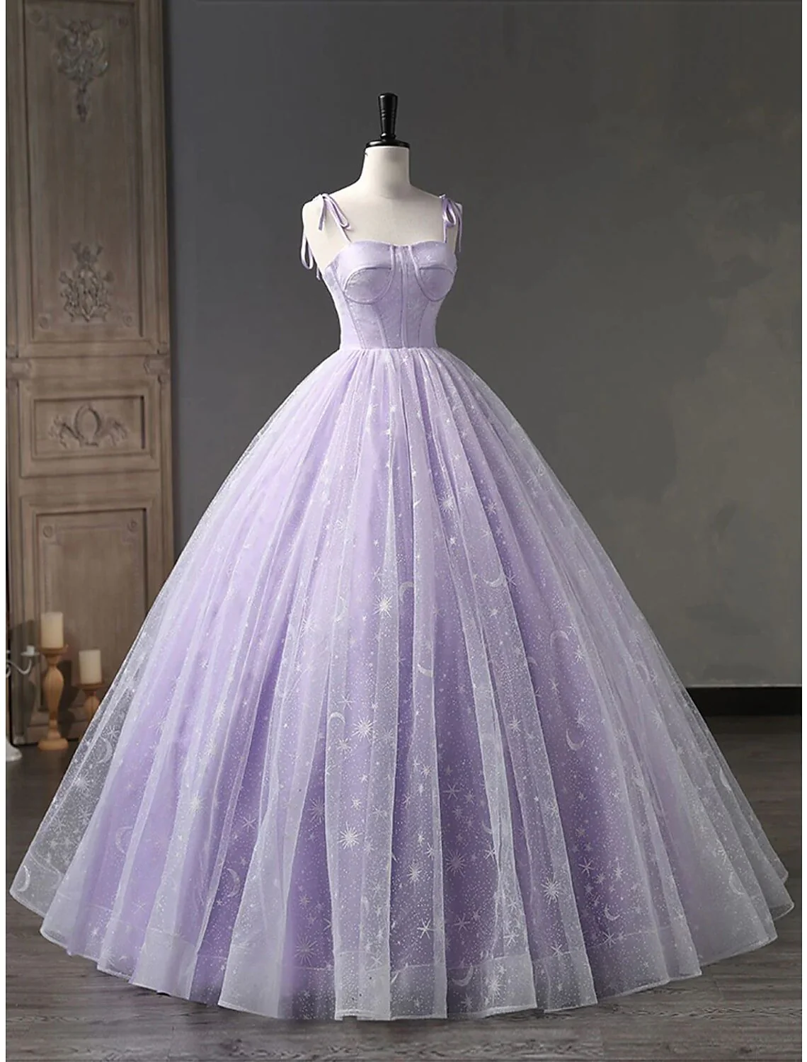 Ball Gown Prom Dresses Minimalist Dress Formal Floor Length Sleeveless Spaghetti Strap Tulle Backless with Pleats Strappy - TREBLEV