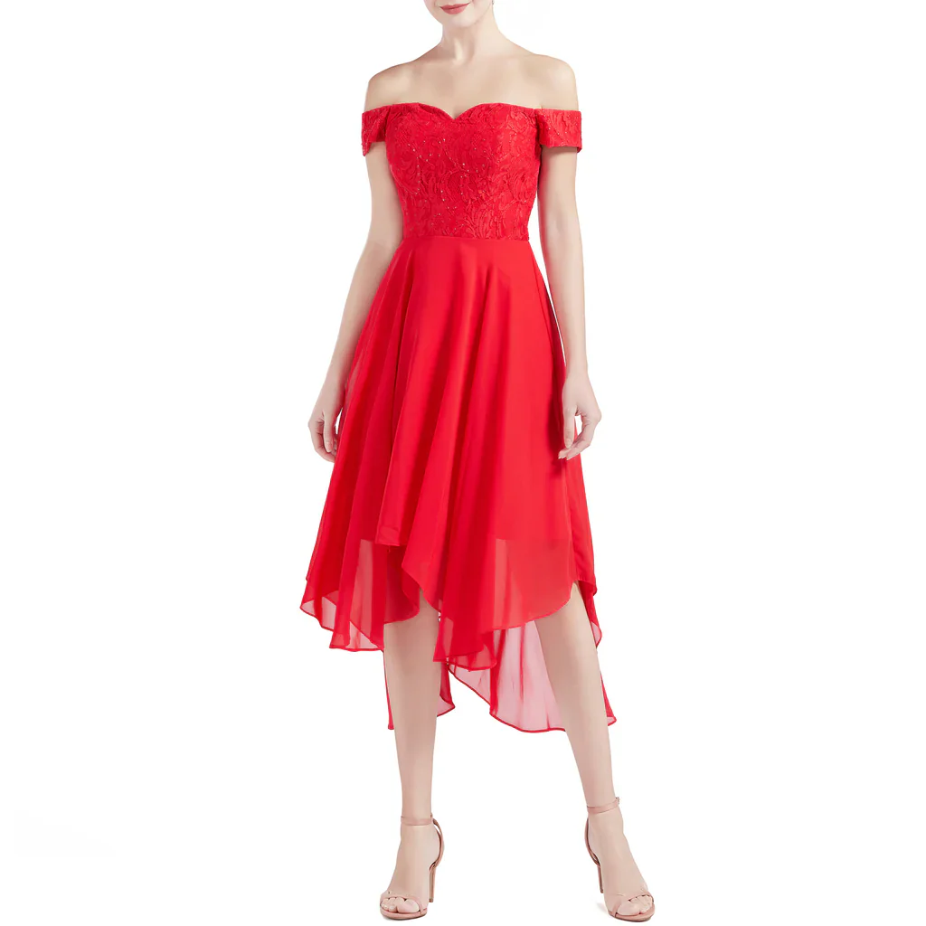 Off Shoulder Lace Beaded Wedding Bridesmaid Dresses - TREBLEV