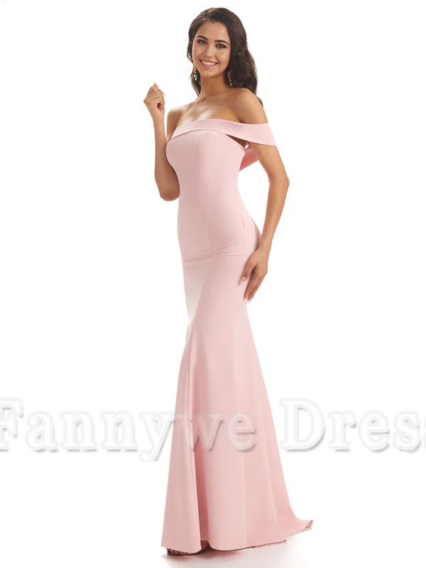 Mermaid One Shoulder Floor-Length Satin Sexy formal dresses evening gown Bridesmaid Dresses - TREBLEV