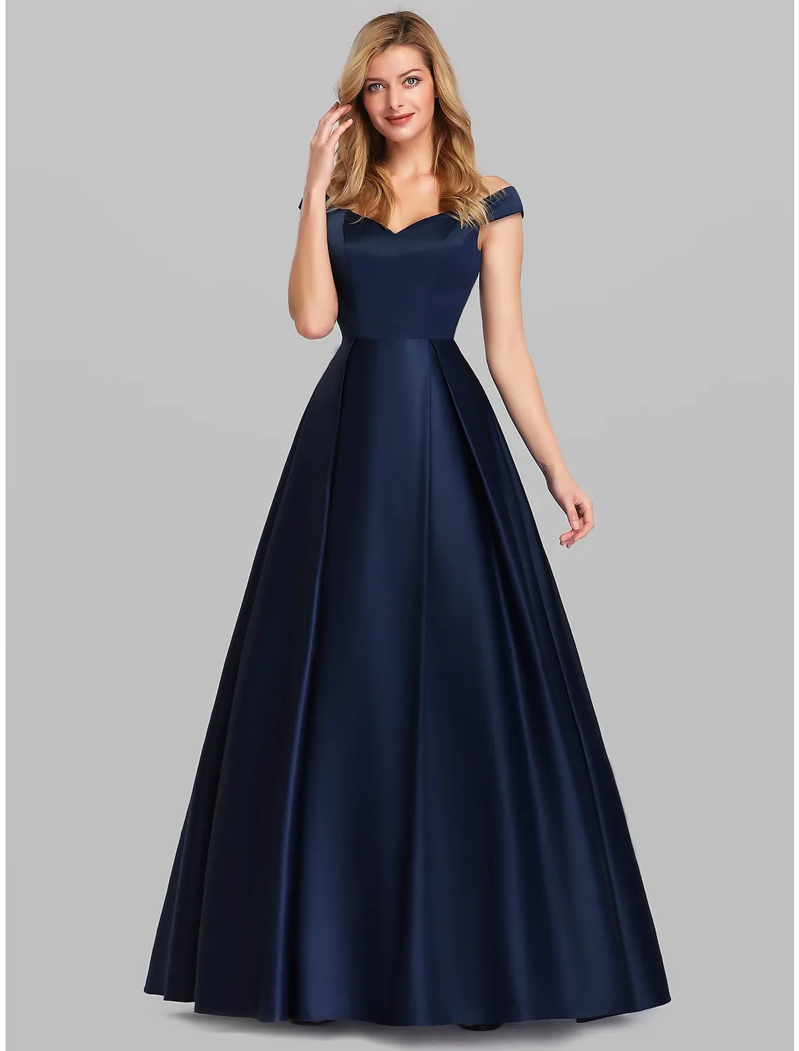 A-Line Evening Gown Elegant Luxurious Dress Wedding Guest Floor Length Sleeveless Plunging Charmeuse with Ruched - TREBLEV