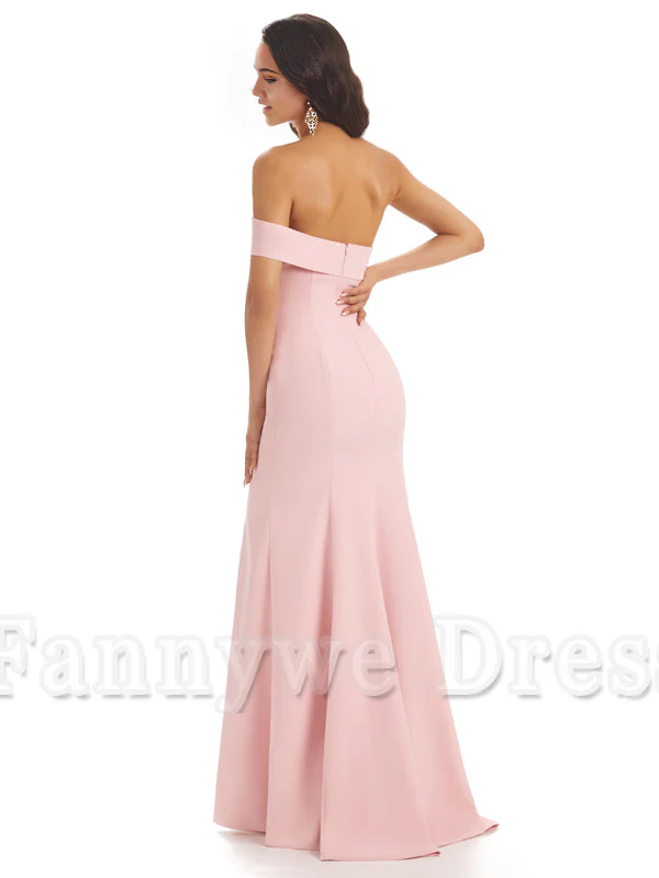 Mermaid One Shoulder Floor-Length Satin Sexy formal dresses evening gown Bridesmaid Dresses - TREBLEV