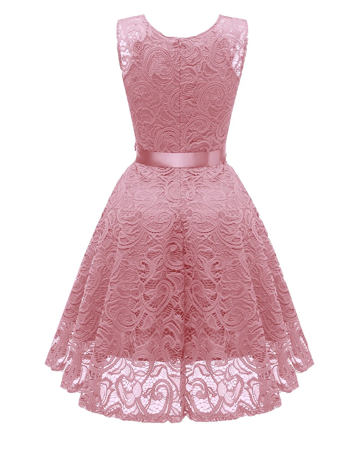 A-Line Cocktail Dresses Minimalist Dress Homecoming Short / Mini Sleeveless V Neck Lace with Bow(s) Pleats - TREBLEV
