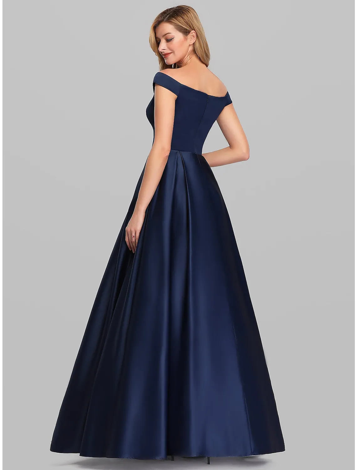 A-Line Evening Gown Elegant Luxurious Dress Wedding Guest Floor Length Sleeveless Plunging Charmeuse with Ruched - TREBLEV