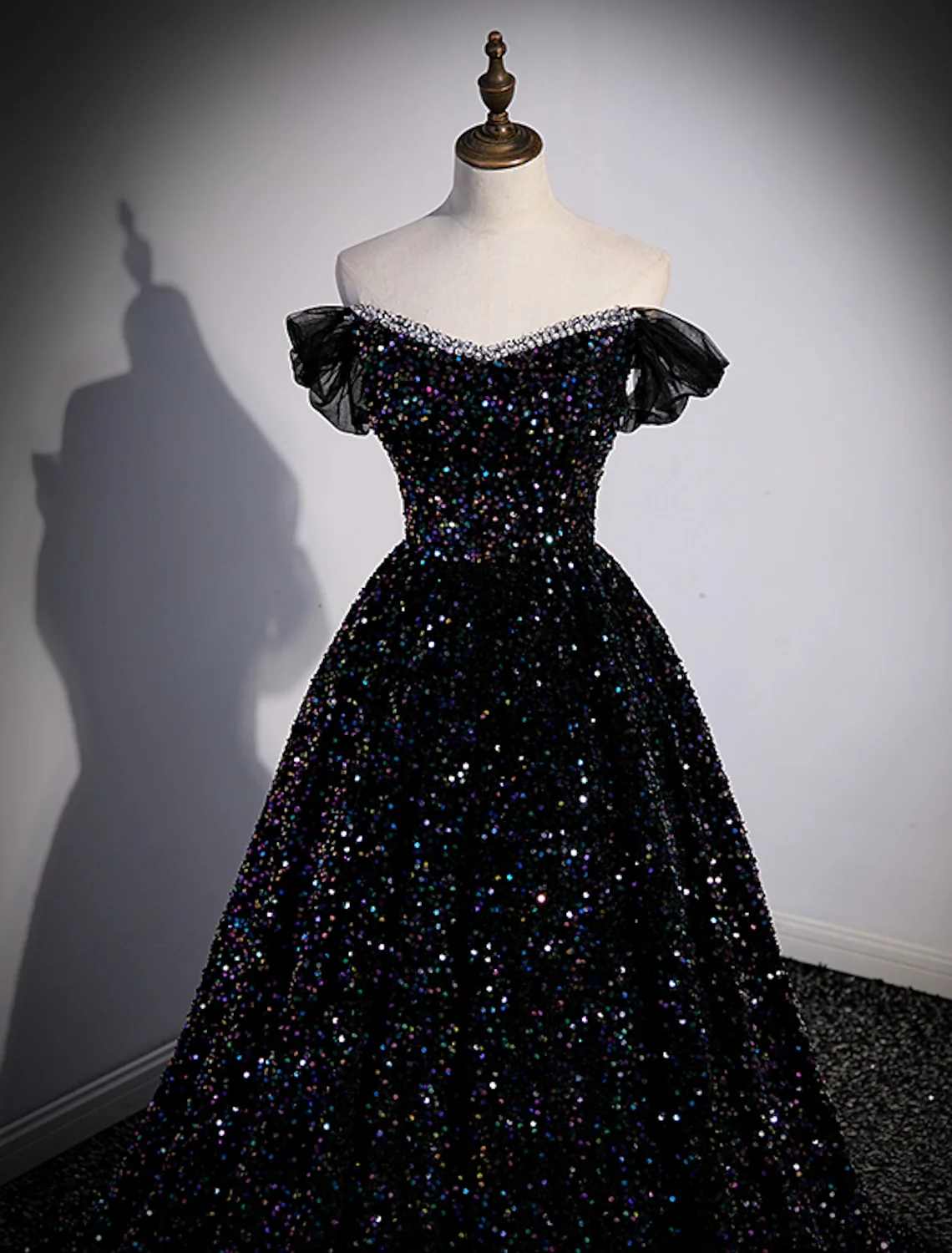 Ball Gown Prom Dresses Sexy Dress Wedding Sleeveless Off Shoulder Sequined with Pleats Sequin - TREBLEV