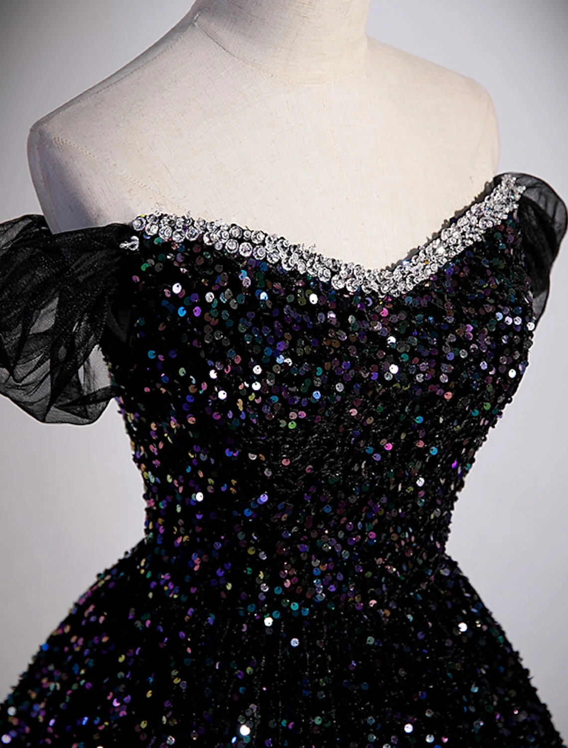 Ball Gown Prom Dresses Sexy Dress Wedding Sleeveless Off Shoulder Sequined with Pleats Sequin - TREBLEV