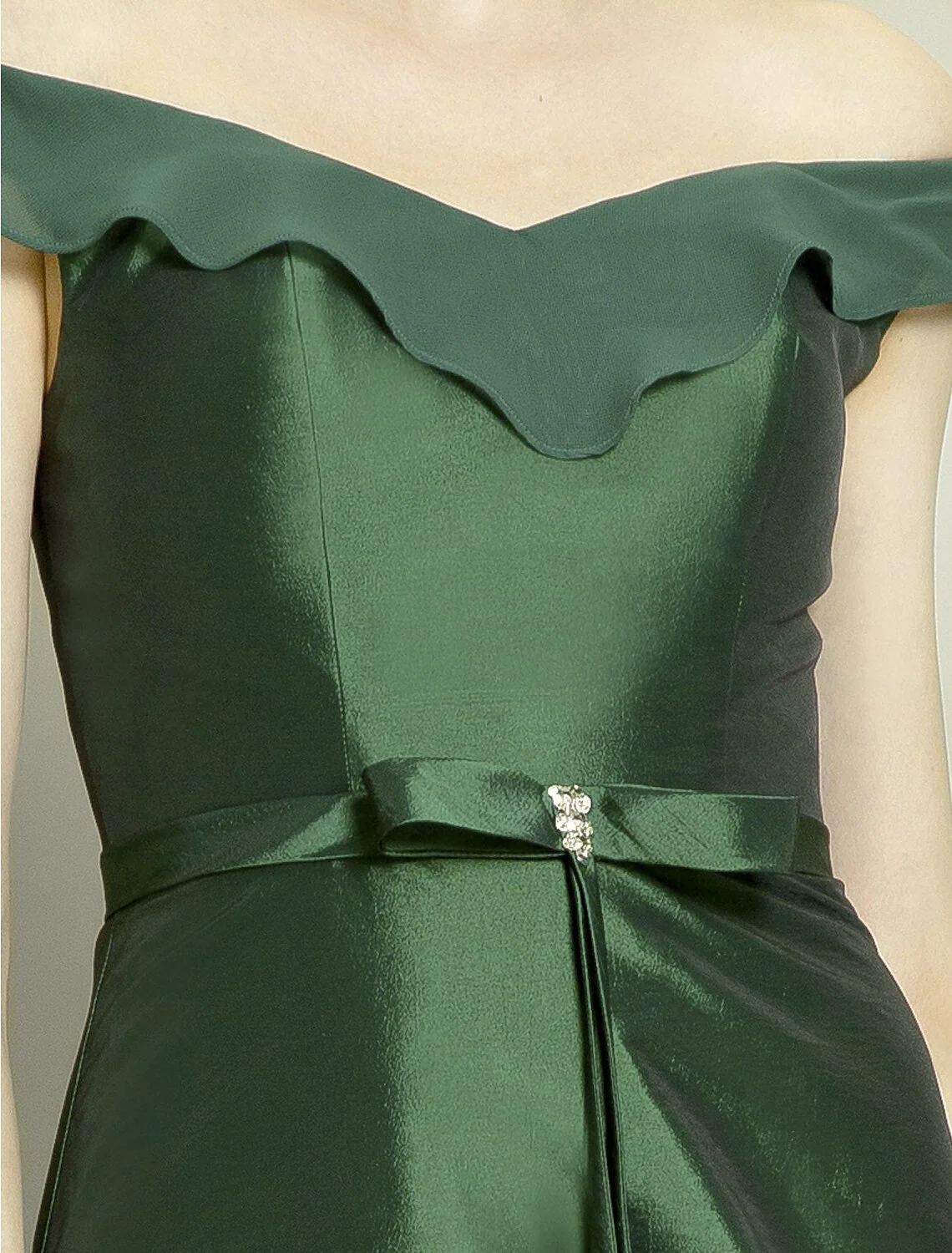 A-Line Mother of the Bride Dress Elegant High Low Off Shoulder Asymmetrical Chiffon Short Sleeve with Pick Up Skirt Bow(s) Beading - TREBLEV