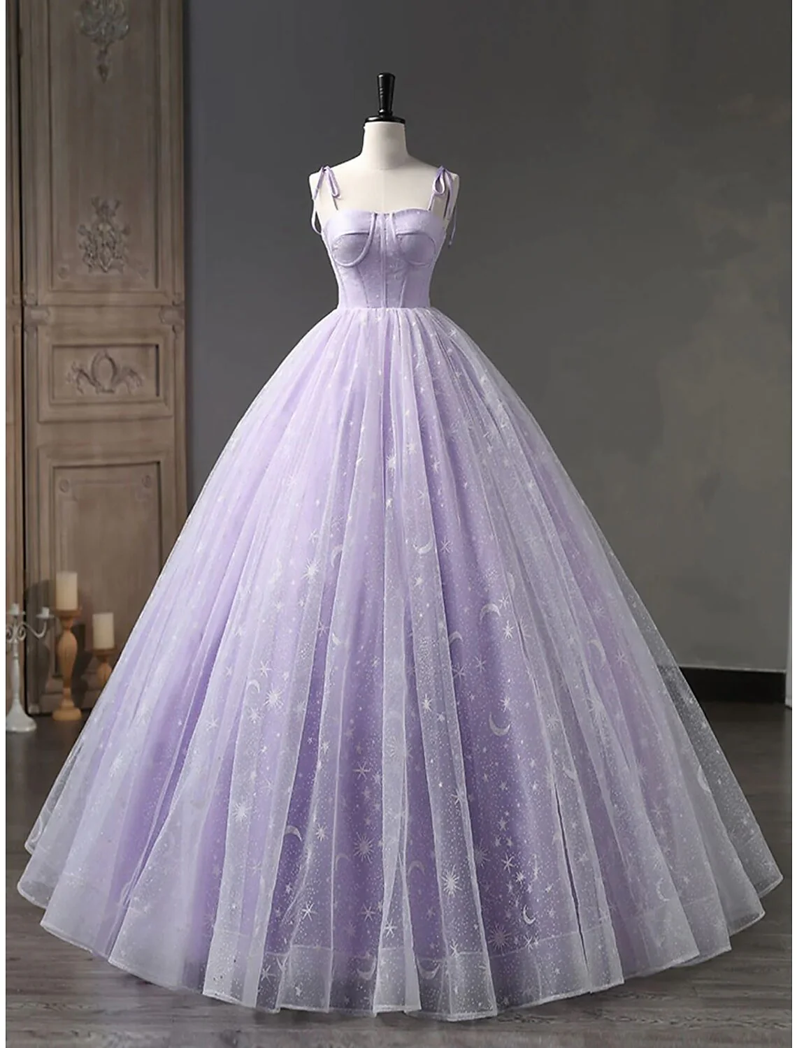 Ball Gown Prom Dresses Minimalist Dress Formal Floor Length Sleeveless Spaghetti Strap Tulle Backless with Pleats Strappy - TREBLEV