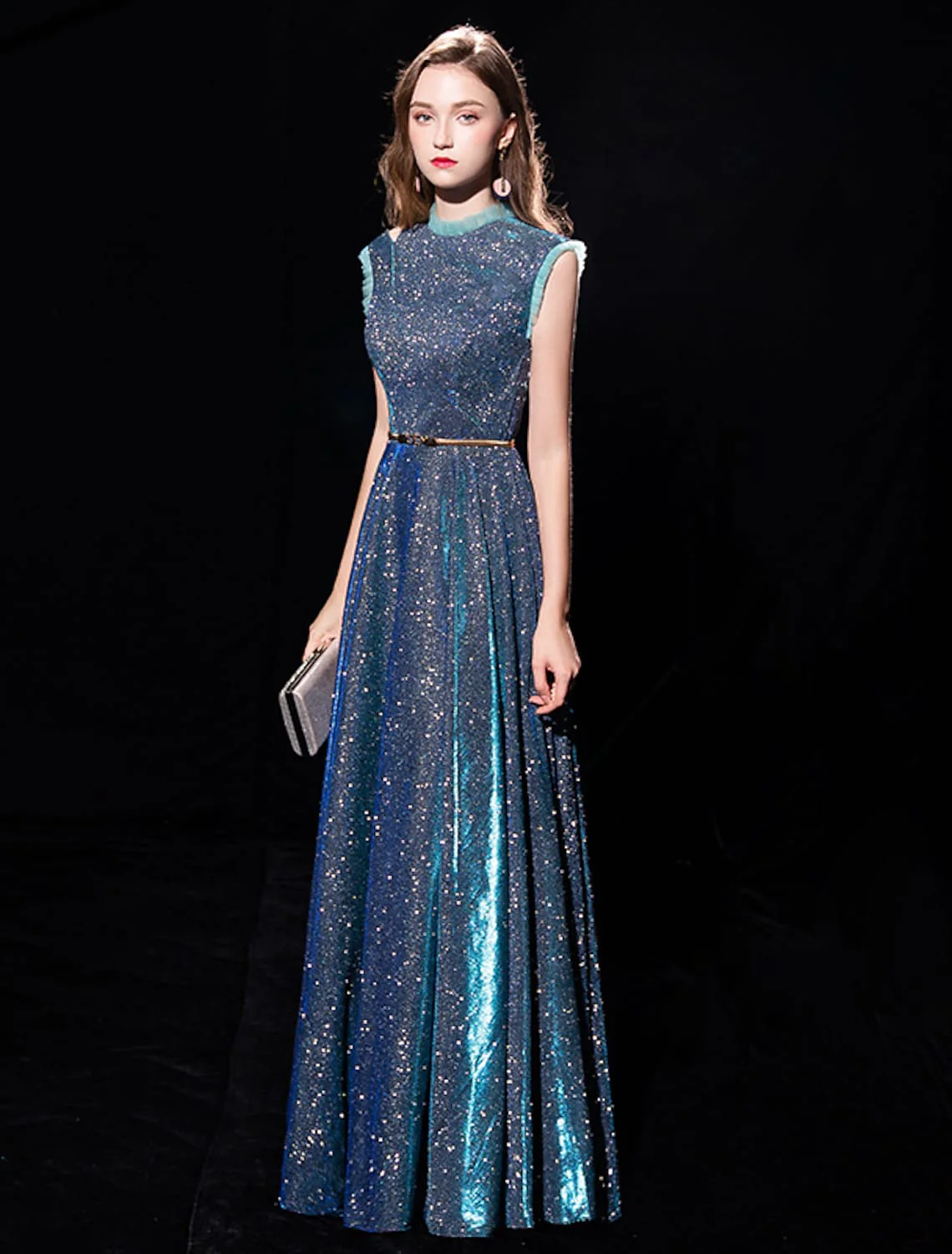 A-Line Elegant Shine Formal Evening Dress Sleeveless Floor Length Tulle with Sash Ribbon - TREBLEV