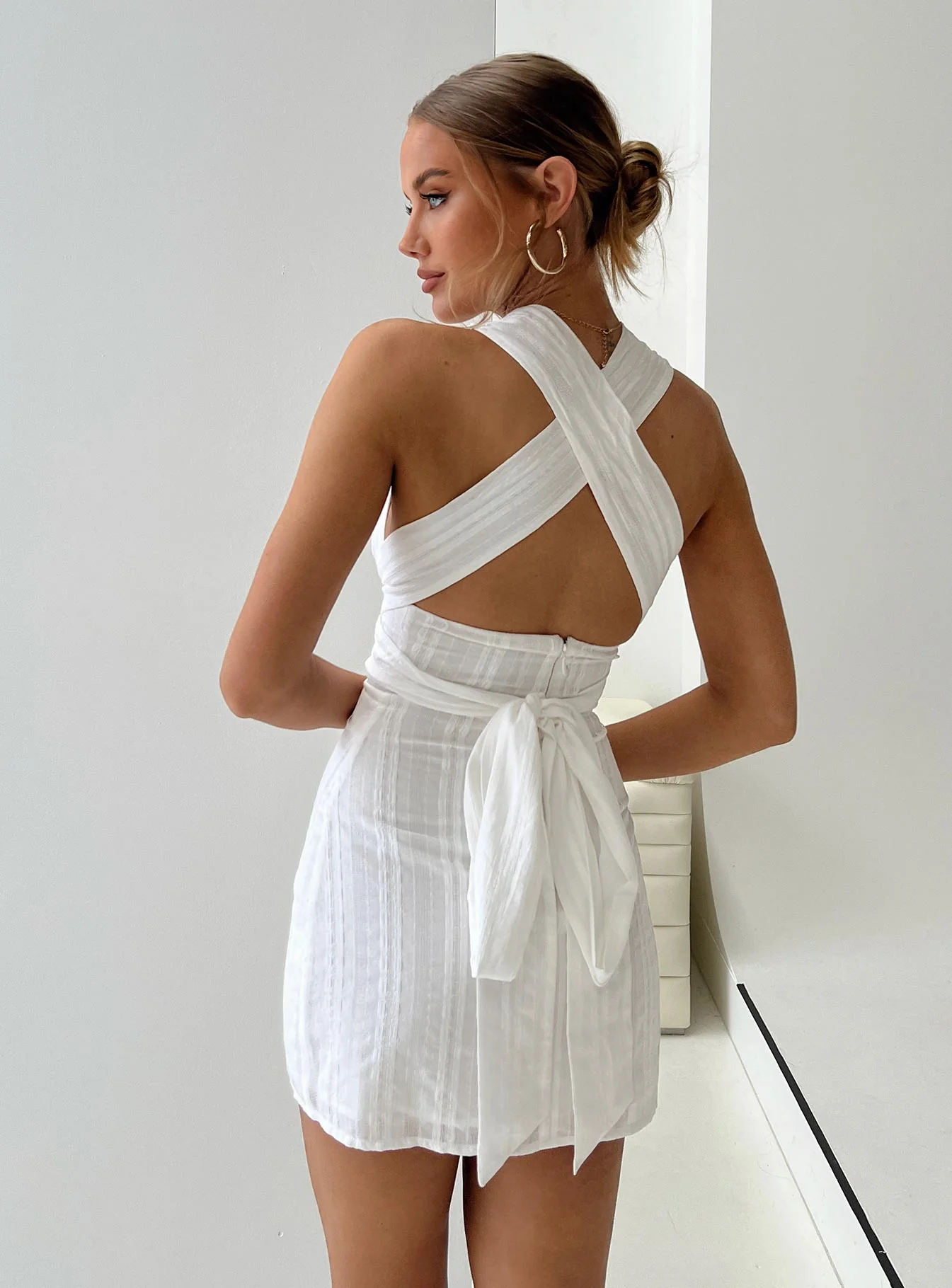 Alsace Mini Dress White - TREBLEV