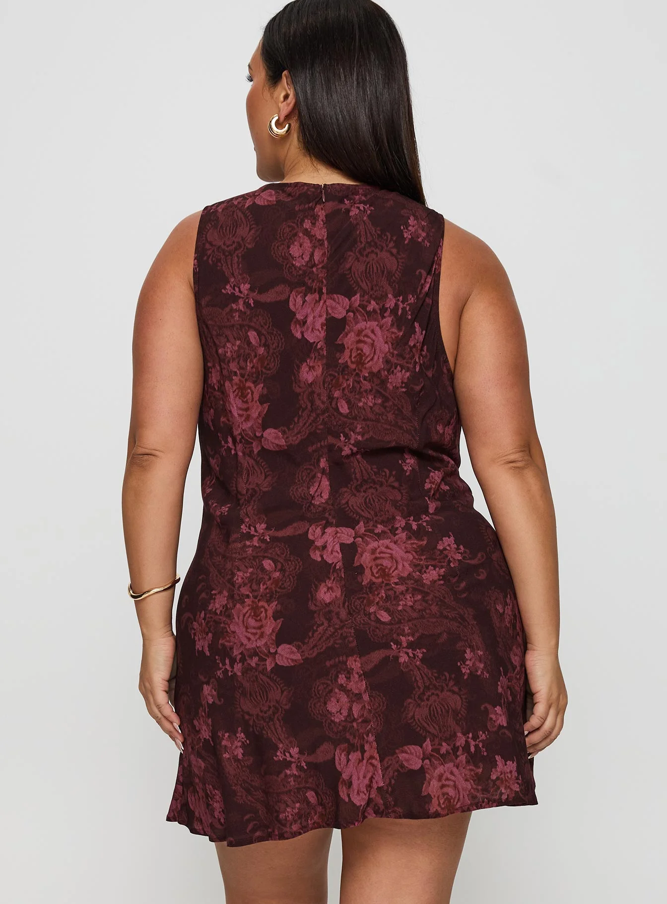 Vivre Mini Dress Burgundy Paisley Curve - TREBLEV