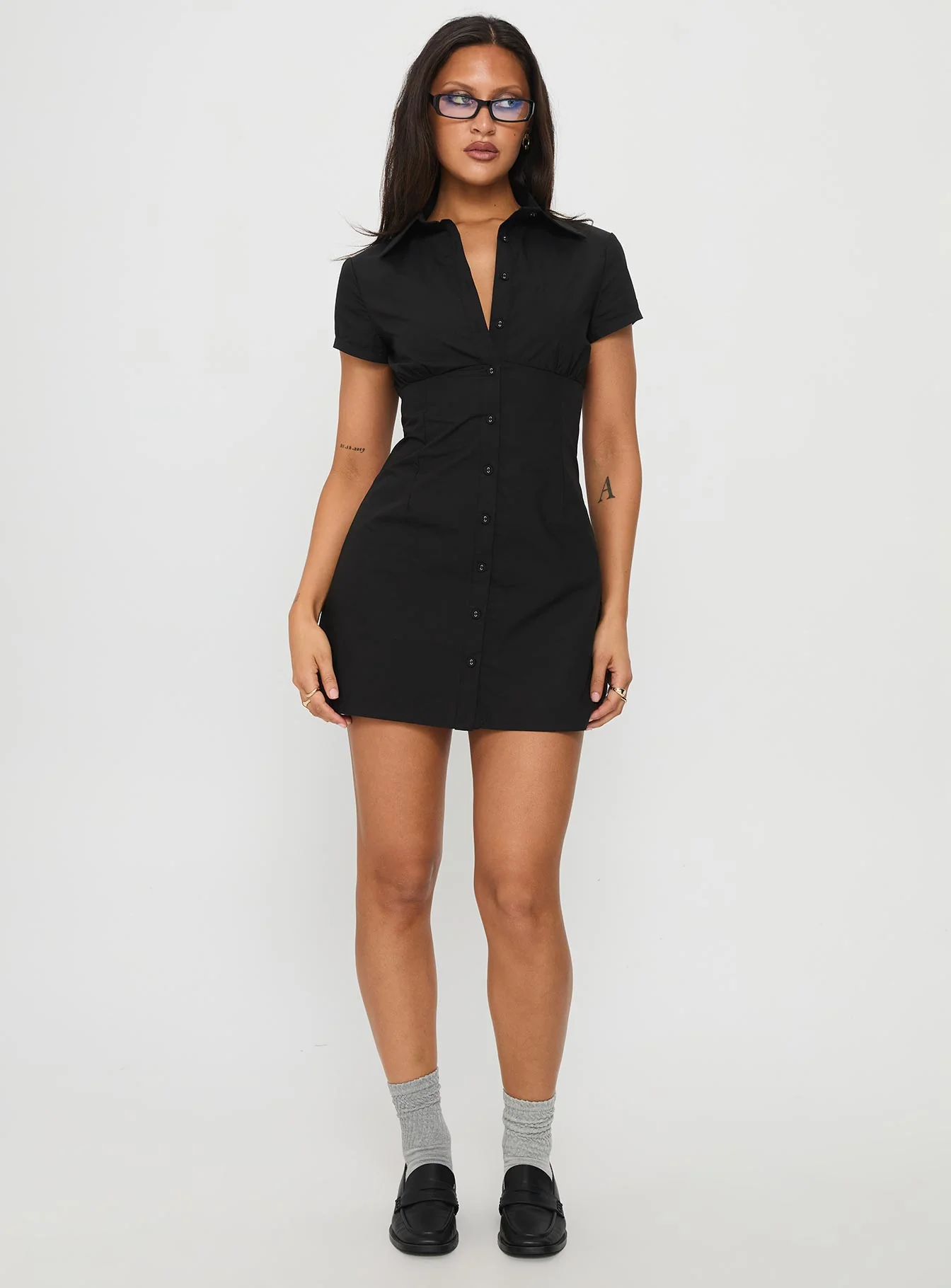 Motley Mini Dress Black - TREBLEV