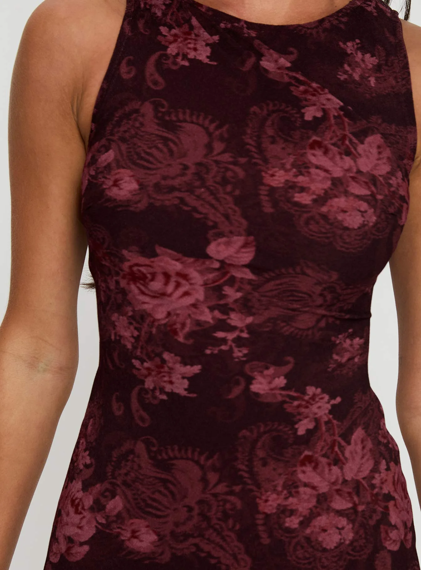 Vivre Mini Dress Burgundy Paisley Tall - TREBLEV