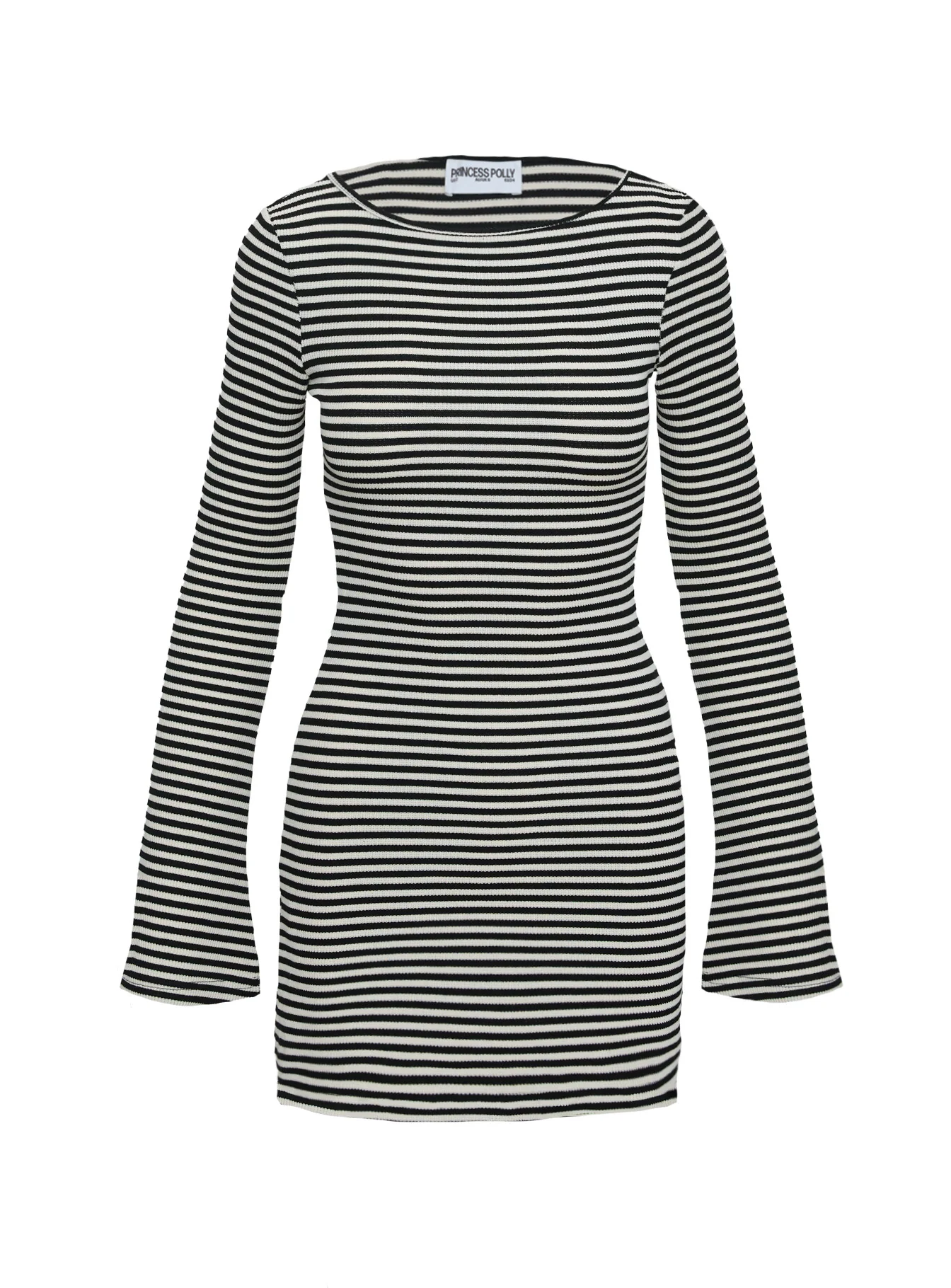 Bryanna Long Sleeve Mini Dress Black / White - TREBLEV