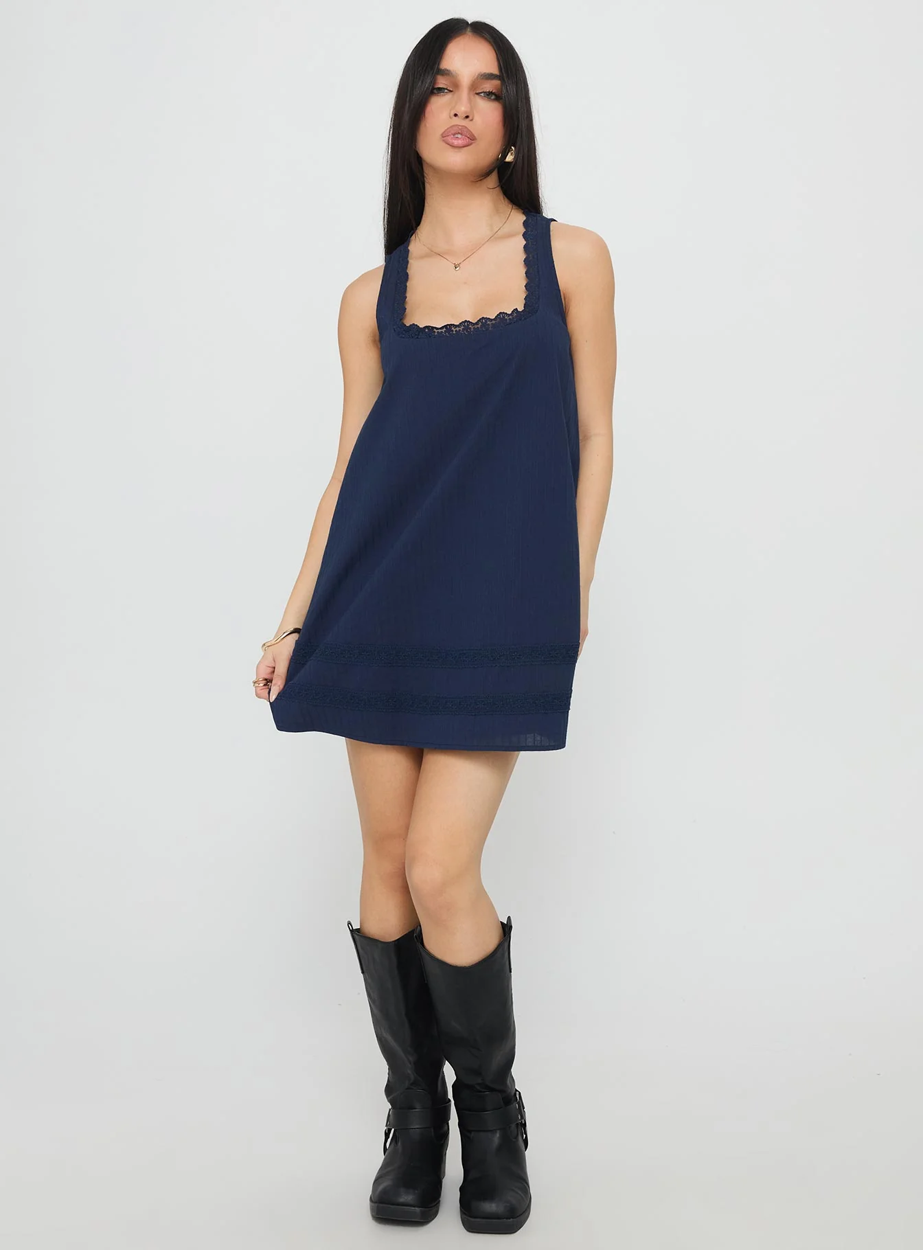 Alanah Mini Dress Navy - TREBLEV