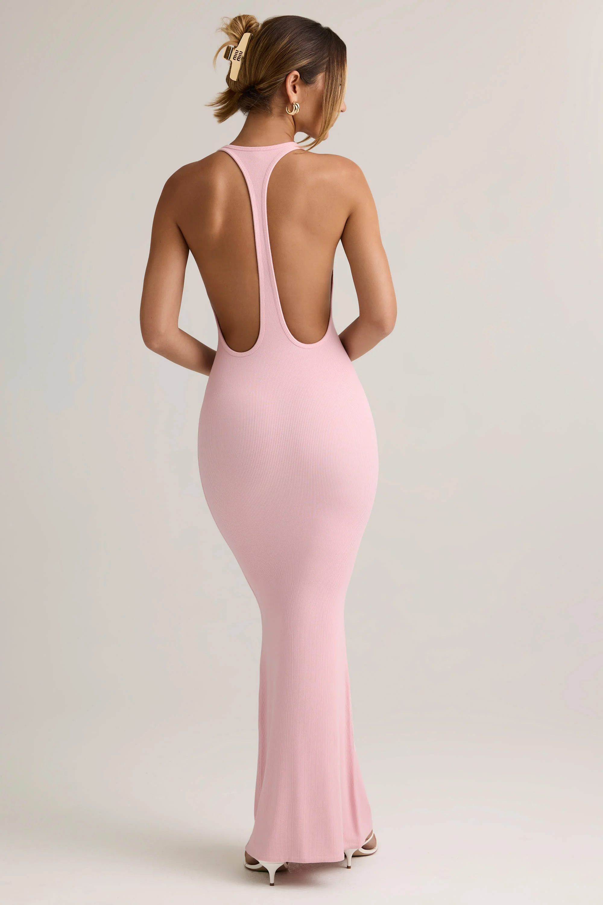 Modal Racerback Maxi Dress in Baby Pink - TREBLEV