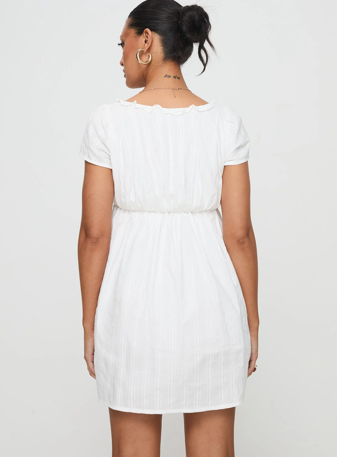 Monsterrat Mini Dress White - TREBLEV