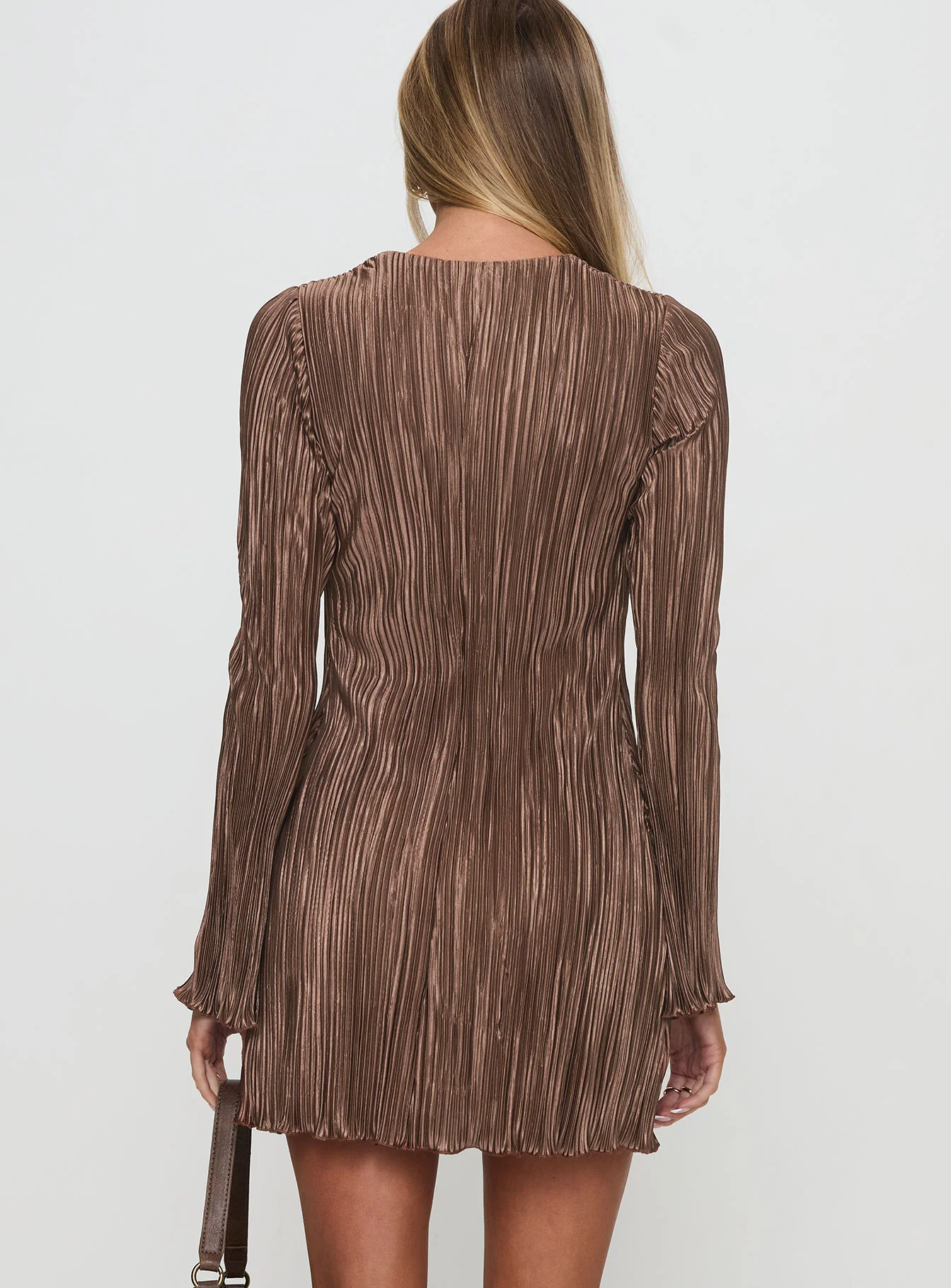 Malop Long Sleeve Mini Dress Chocolate - TREBLEV