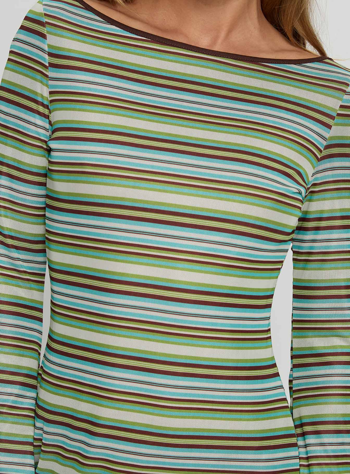 Lukea Long Sleeve Mini Dress Green Stripe - TREBLEV