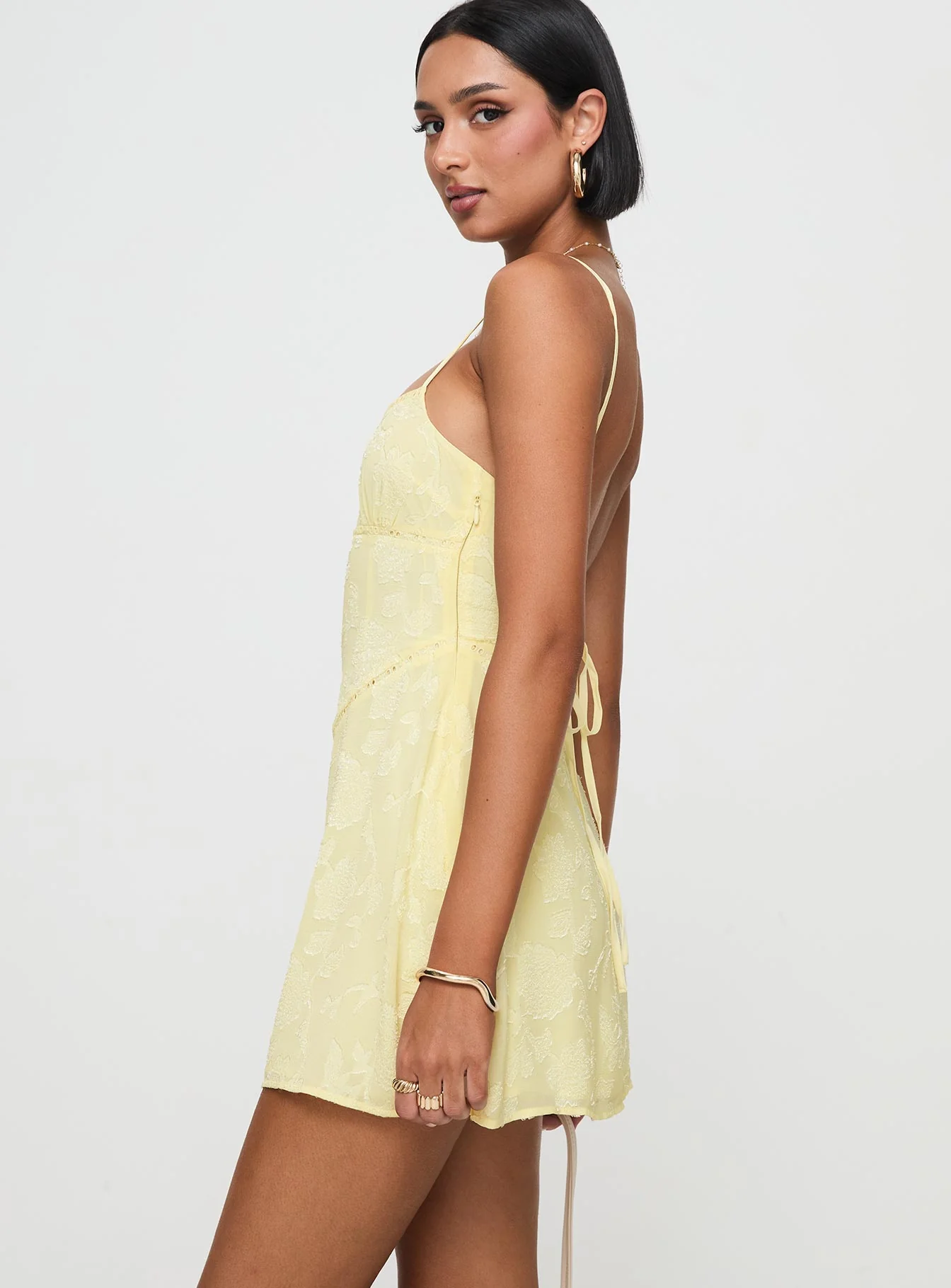 South Of France Mini Dress Yellow - TREBLEV