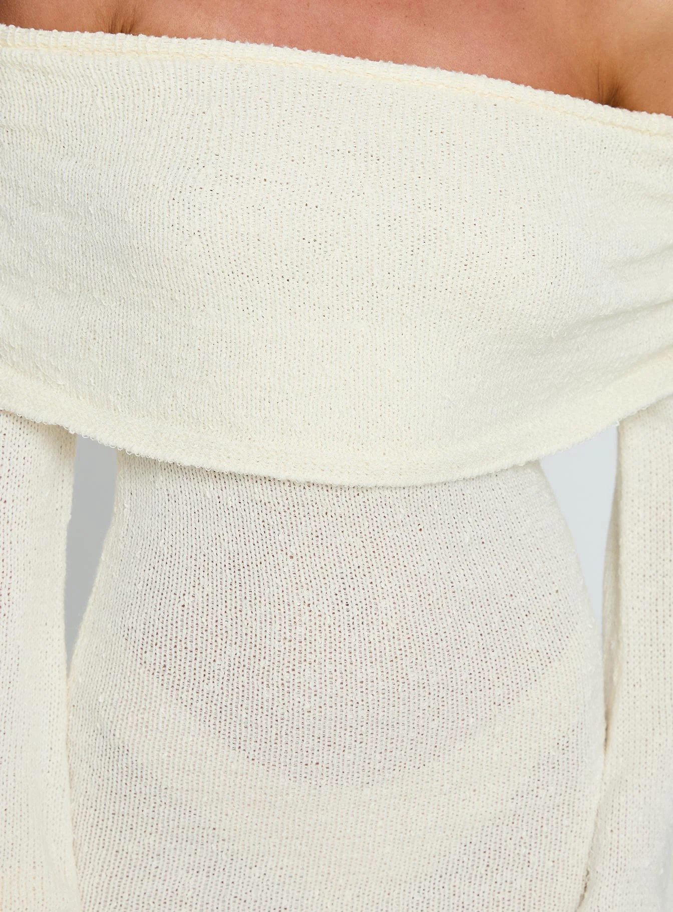 Chanellie Long Sleeve Knit Mini Dress Cream - TREBLEV