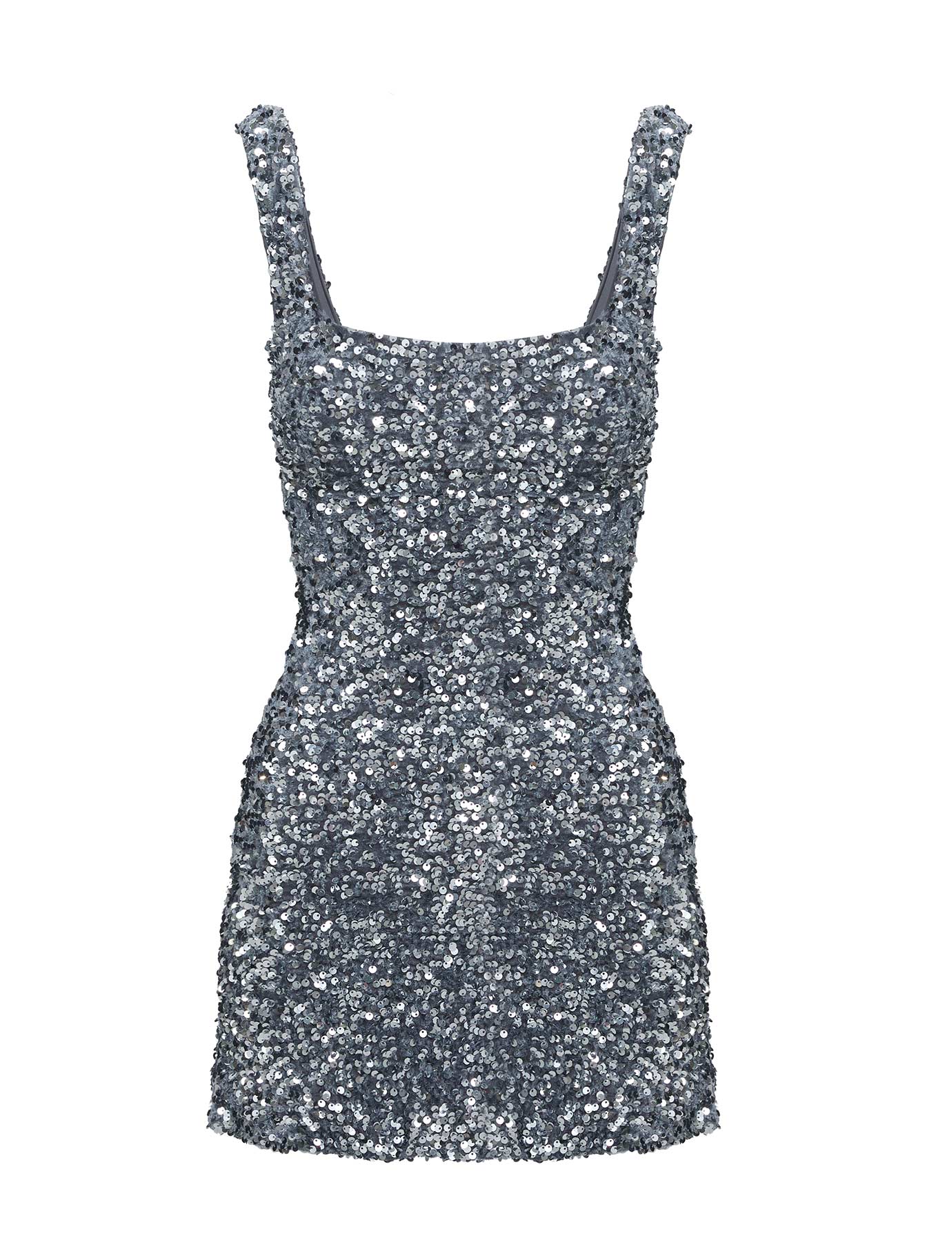 Miss Me Sequin Mini Dress Silver - TREBLEV