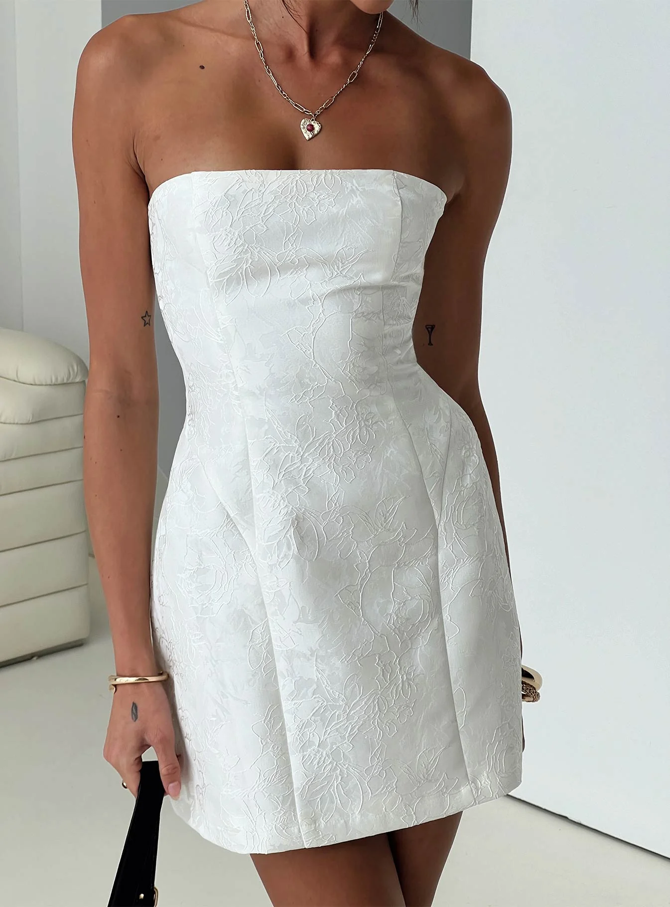 Heaven Sent Strapless Mini Dress White - TREBLEV