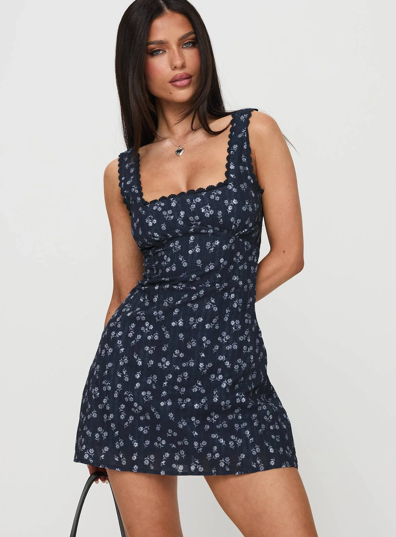 Dasha Mini Dress Navy Floral - TREBLEV