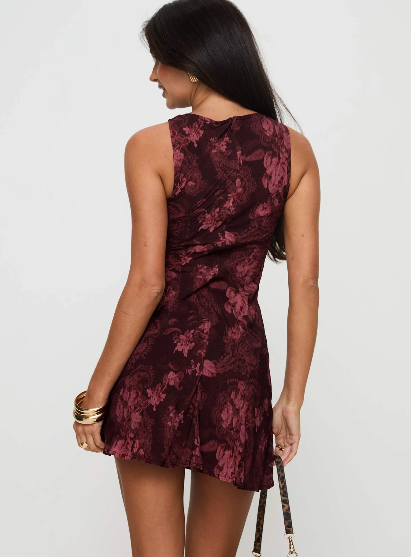 Vivre Mini Dress Burgundy Paisley Tall - TREBLEV