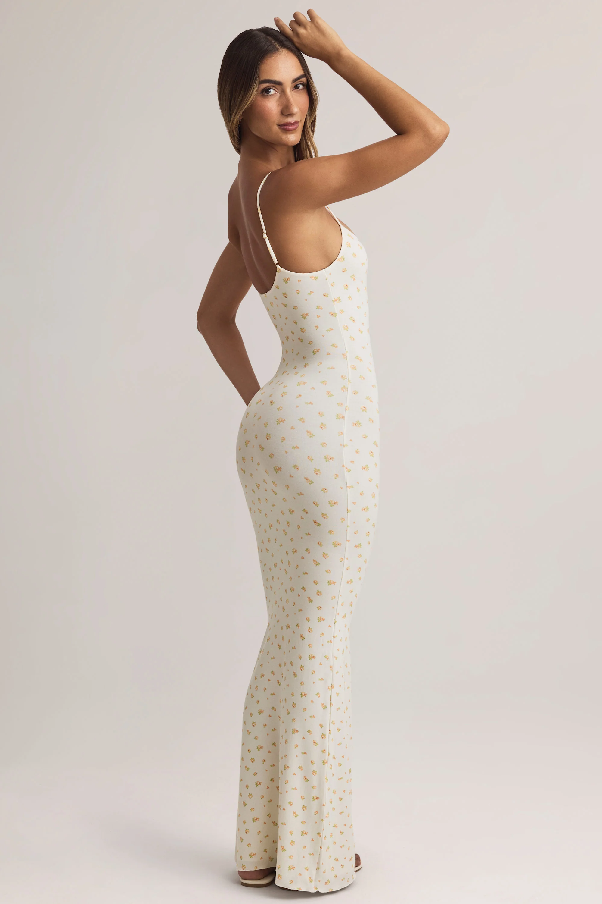 Modal Scoop-Neck Maxi Dress in Floral Print - TREBLEV
