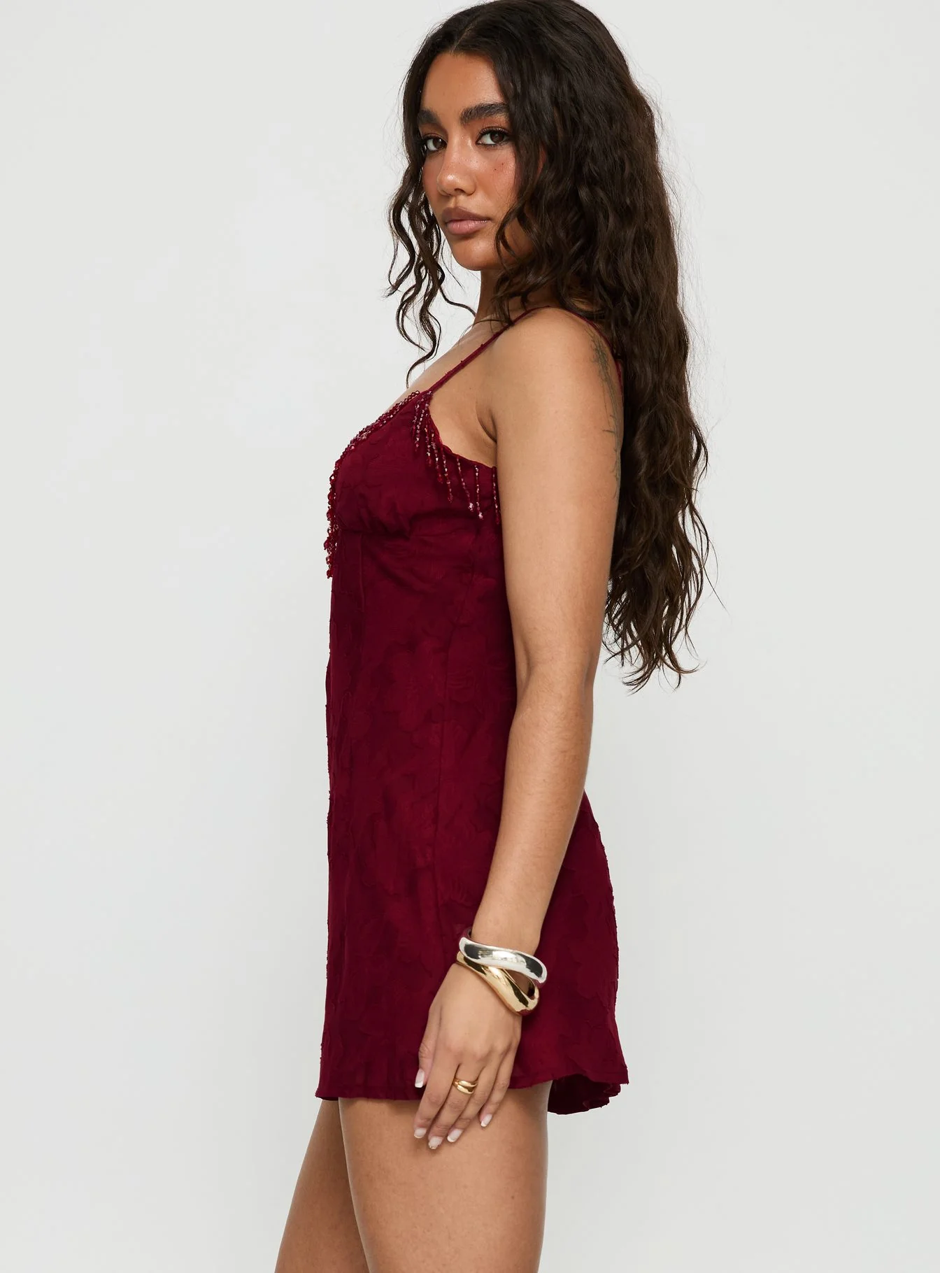 Tanisha Drop Neckline Mini Dress Red - TREBLEV