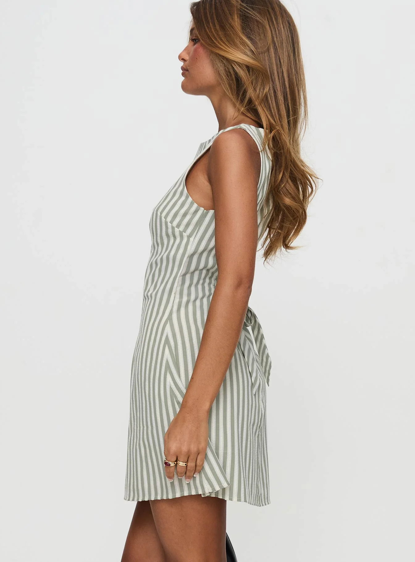 Alfalfa Shift Mini Dress Green Stripe - TREBLEV