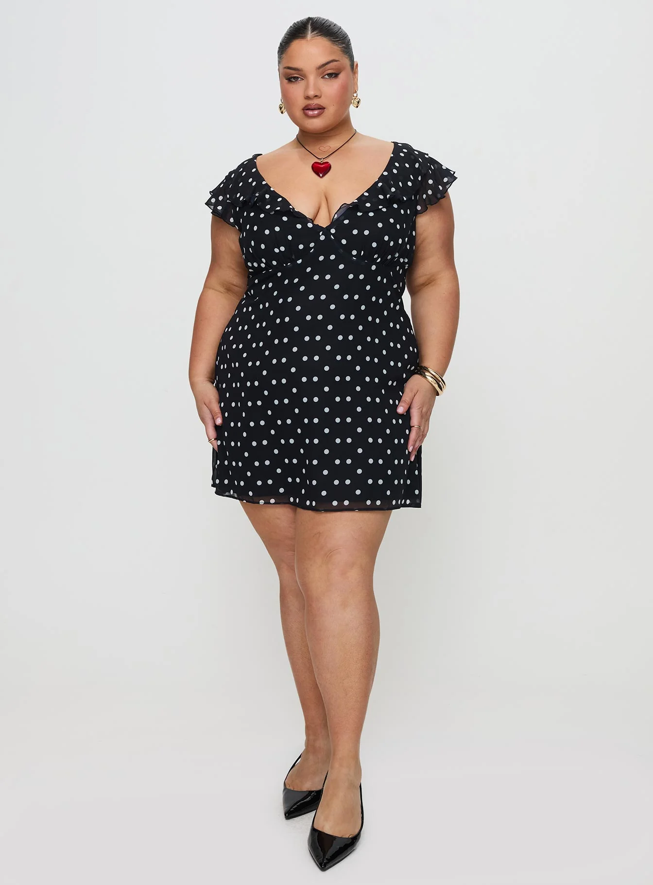 I Guess So Mini Dress Black Polka Dot - TREBLEV