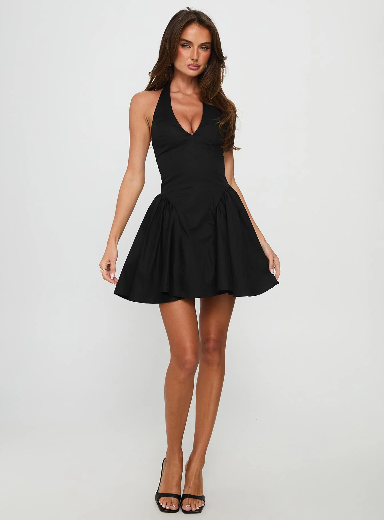 Karisse Halter Mini Dress Black - TREBLEV