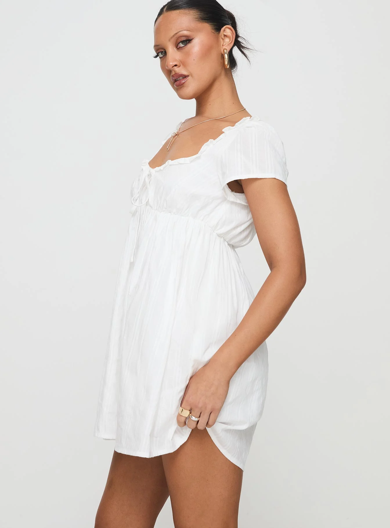 Monsterrat Mini Dress White - TREBLEV
