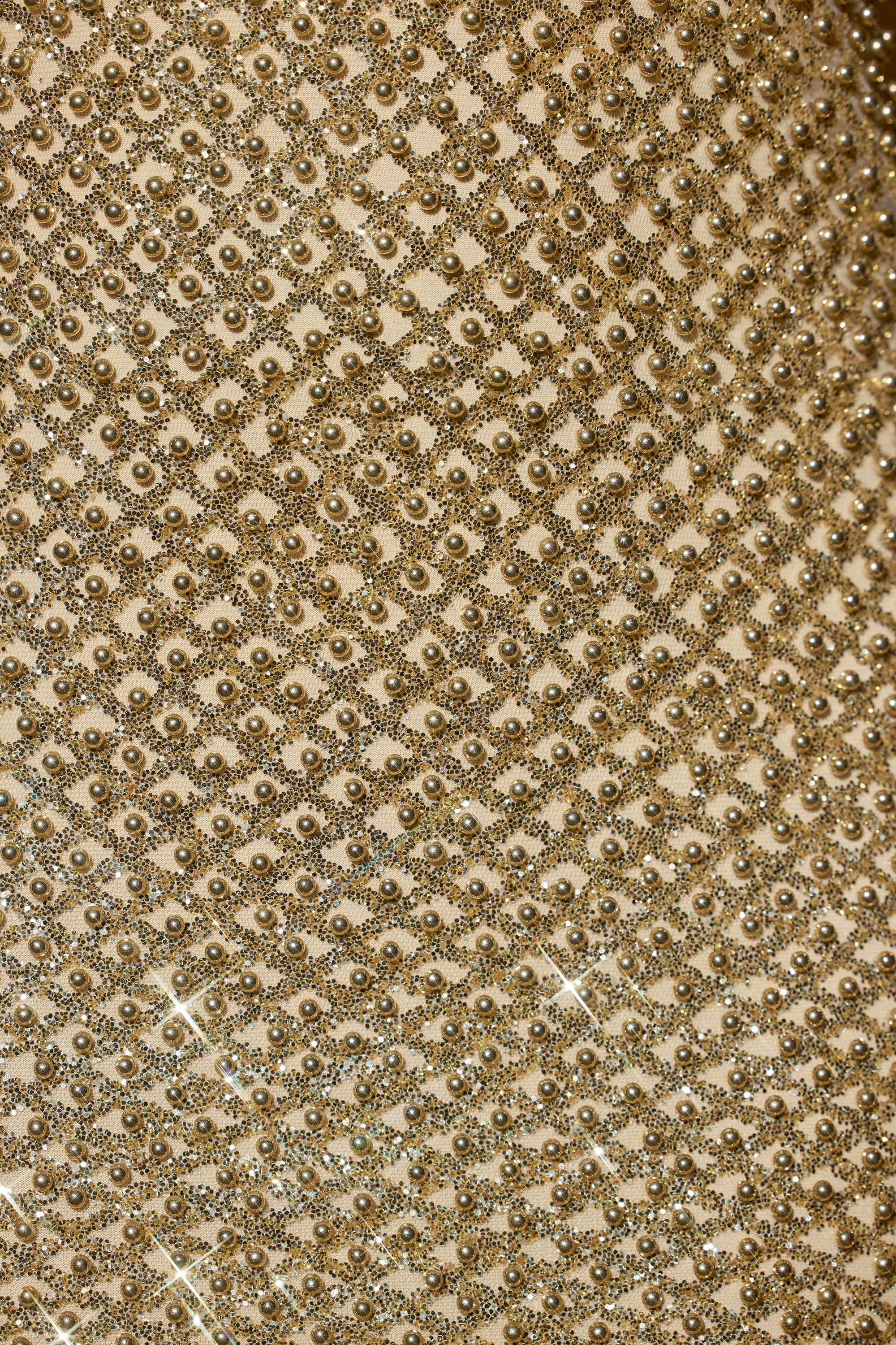 Embellished Cowl-Neck Mini Dress in Gold - TREBLEV