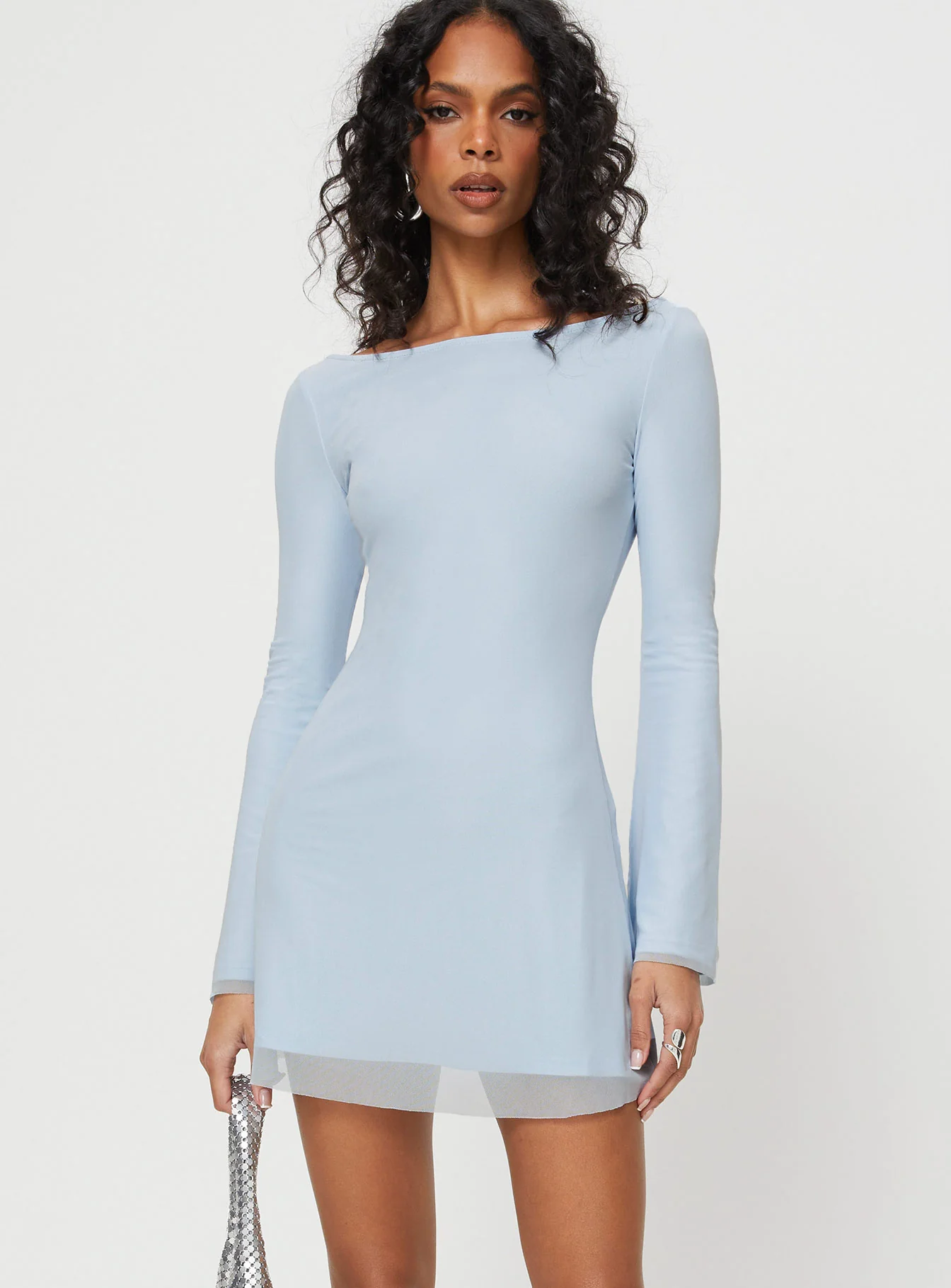 Lukea Long Sleeve Mini Dress Blue - TREBLEV